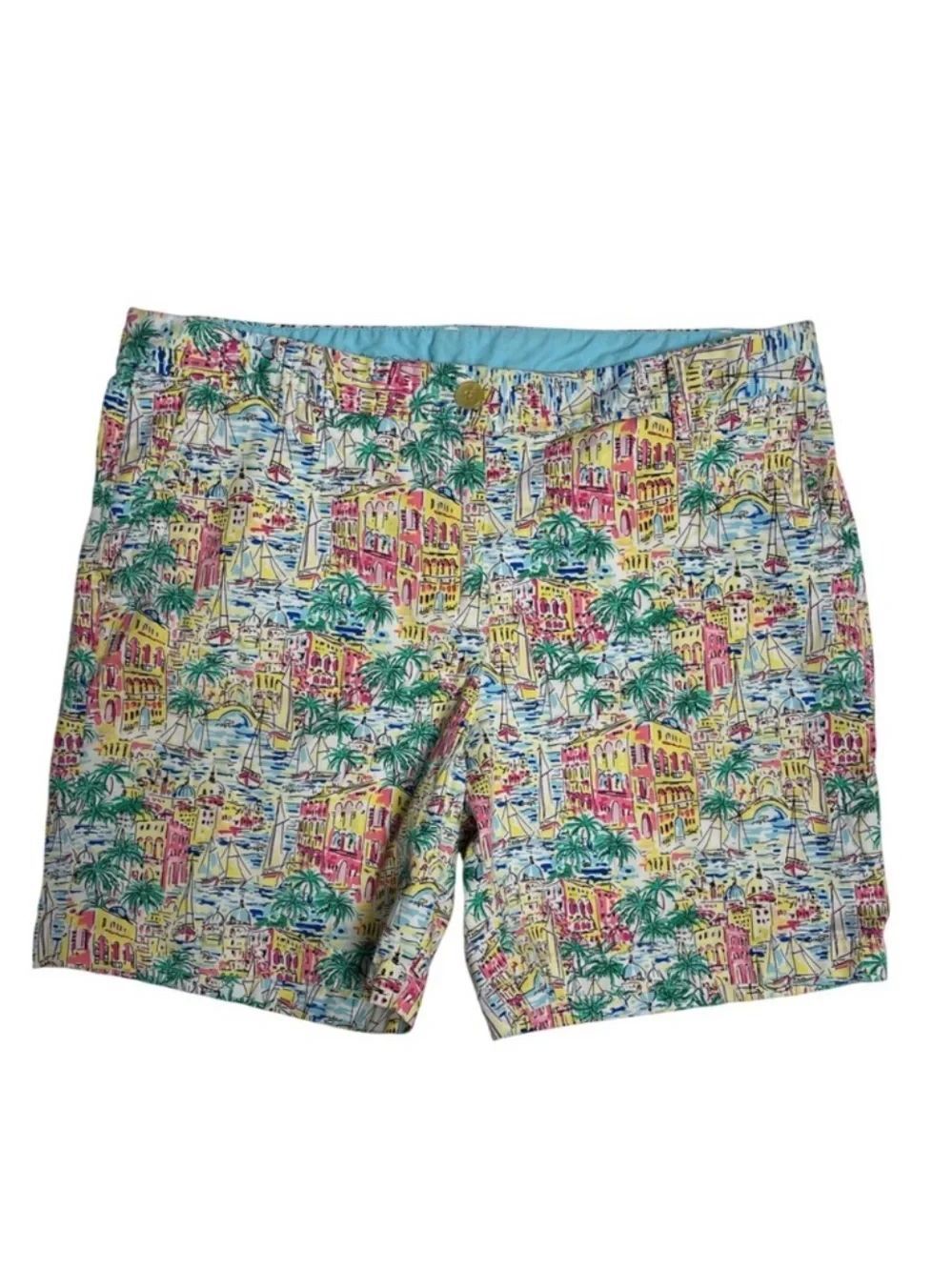 Talbots 18W Girlfriend Santorini Greece Mediterranean scapes chino shorts